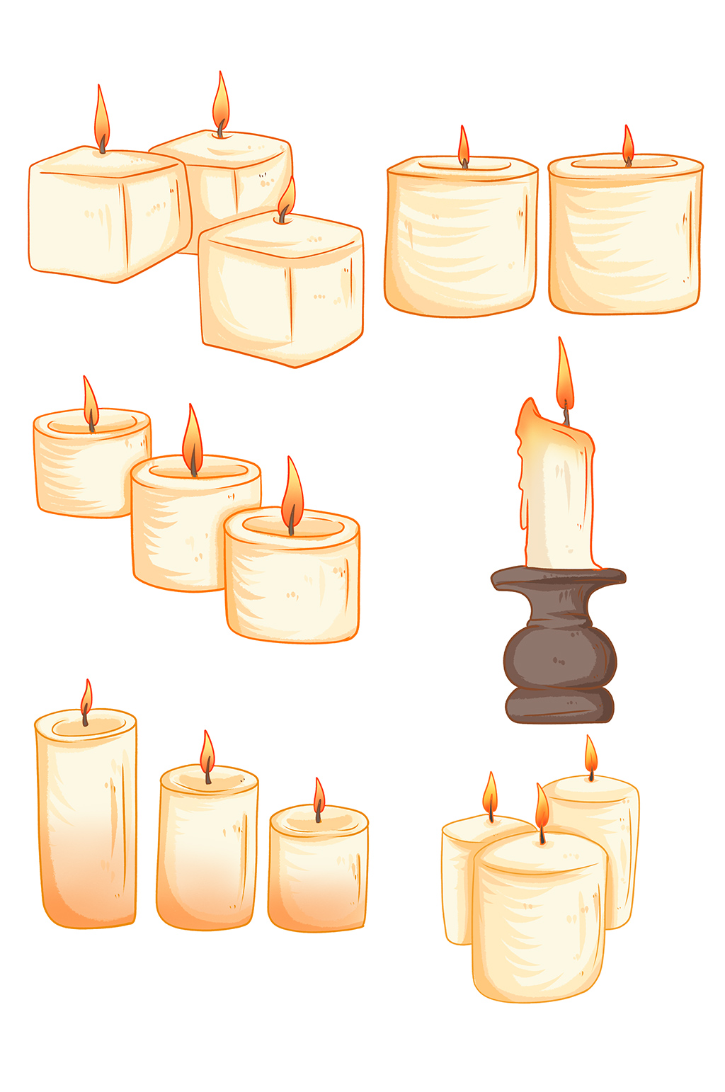 三根白色卡通蜡烛png矢量素材
