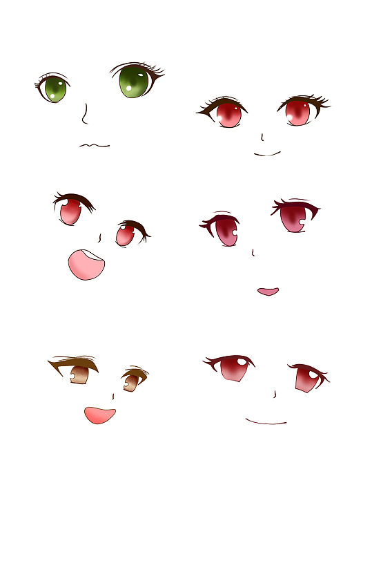 q版人物五官开怀大笑