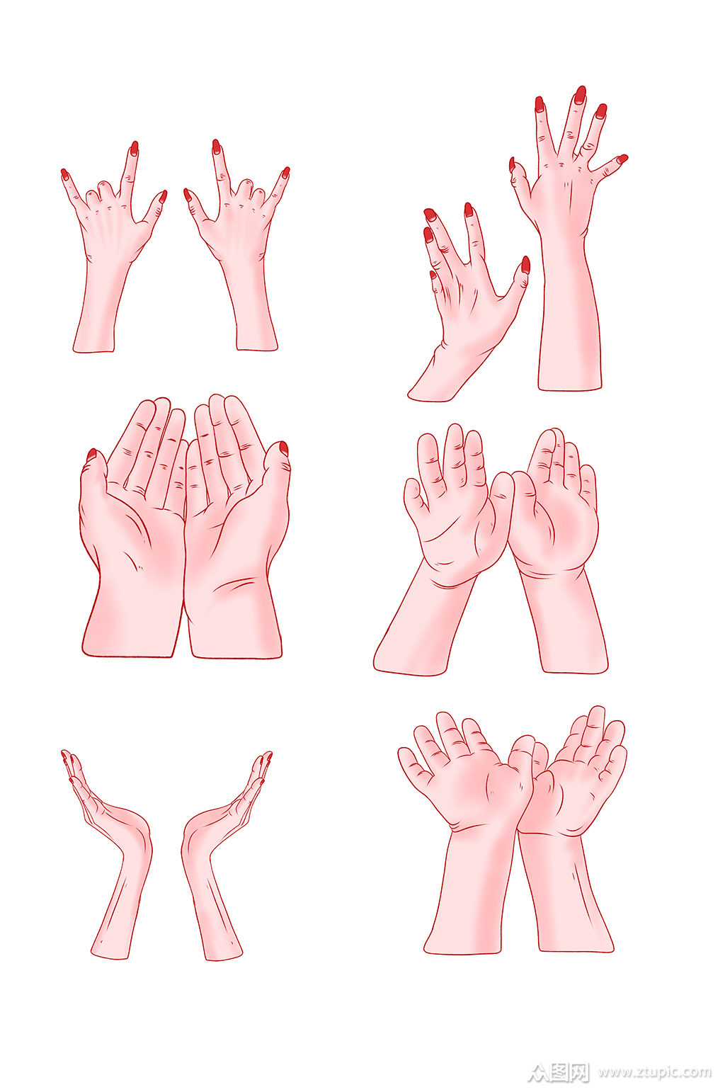 手绘卡通双手向上