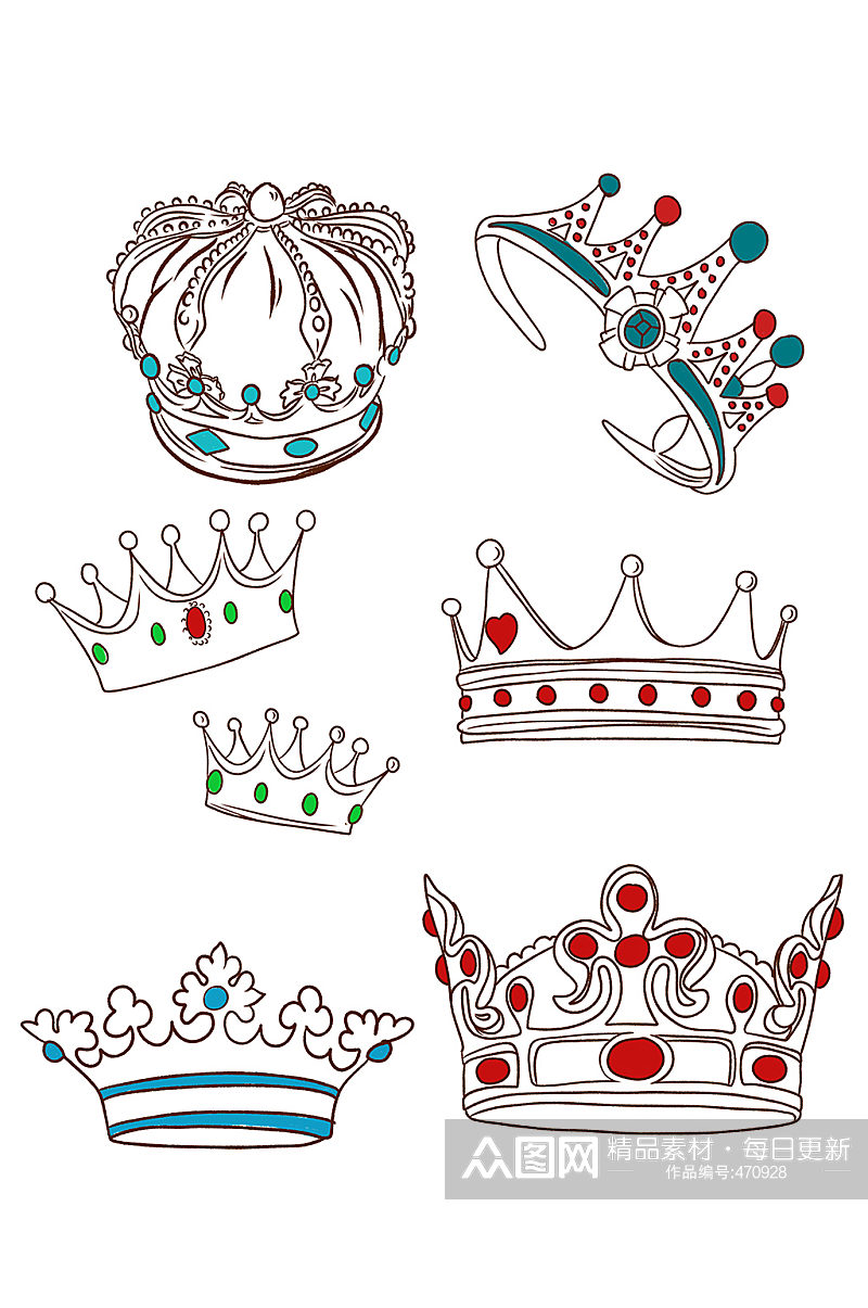 卡通涂鸦皇冠原创素材素材