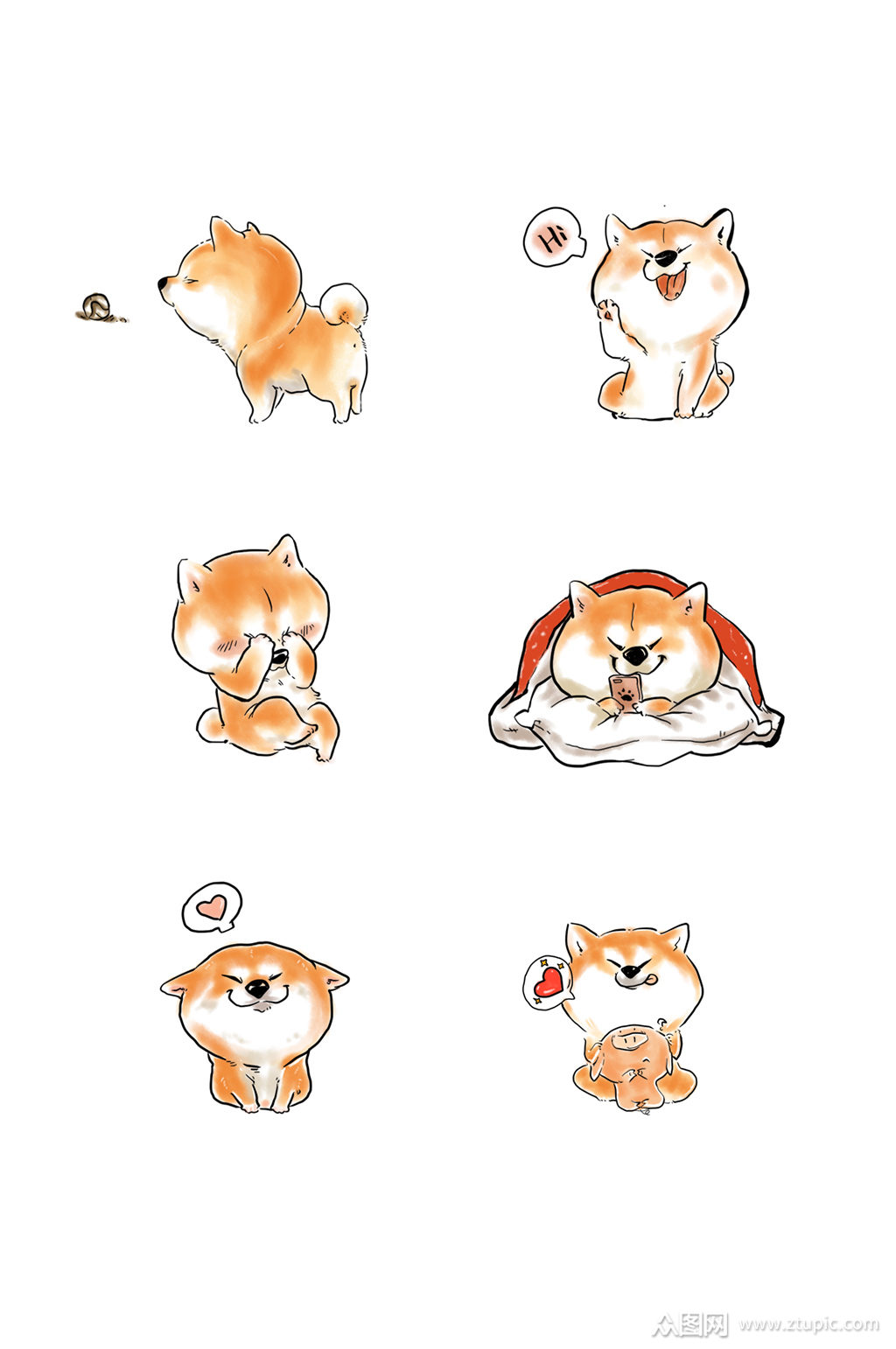 可爱动物柴犬卡通素材