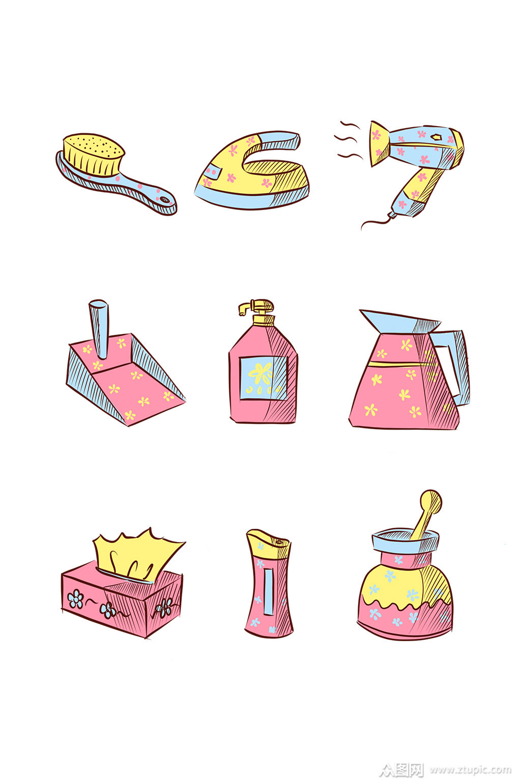 卡通简笔画生活用品