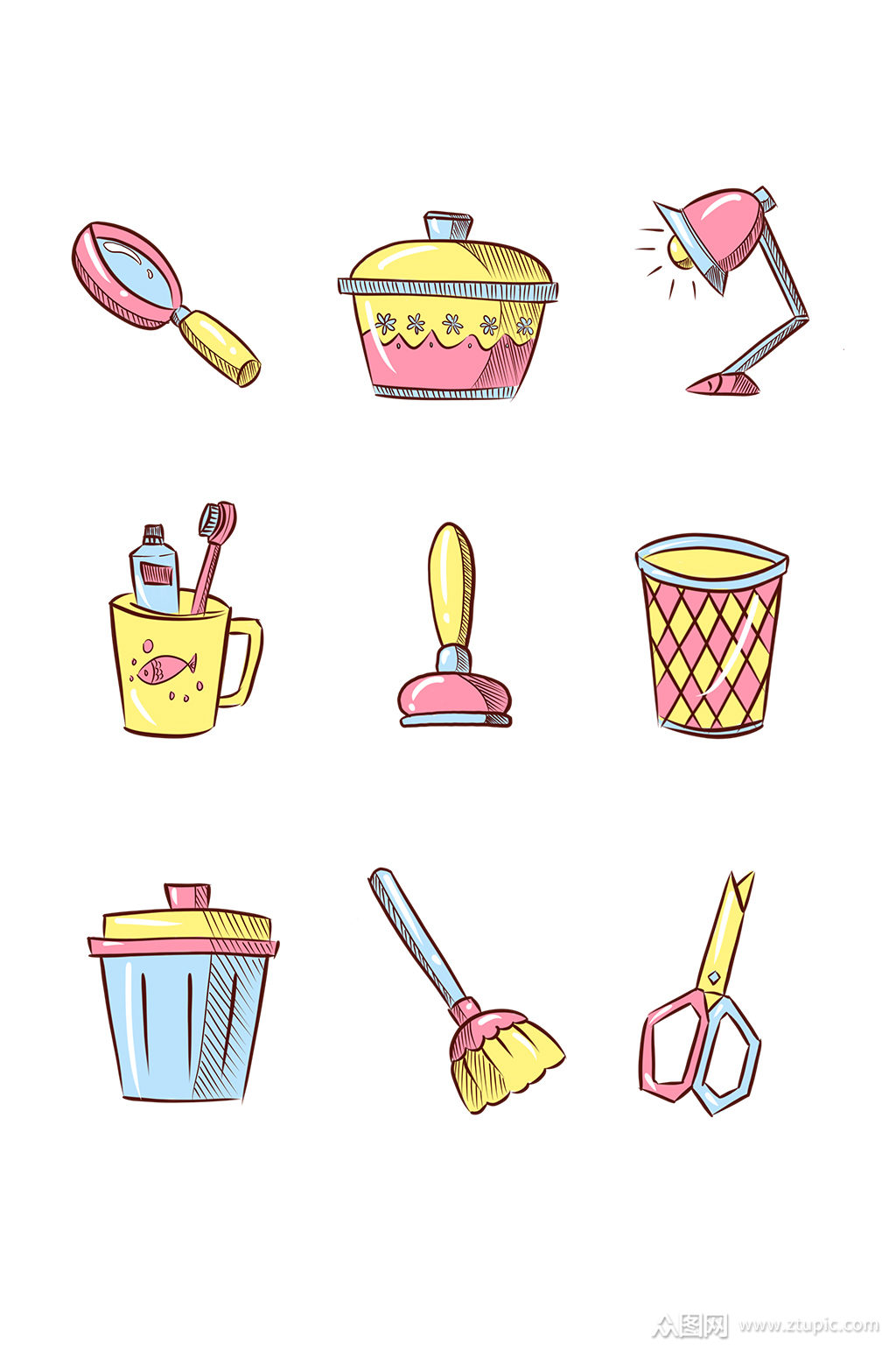 卡通简笔画生活用品