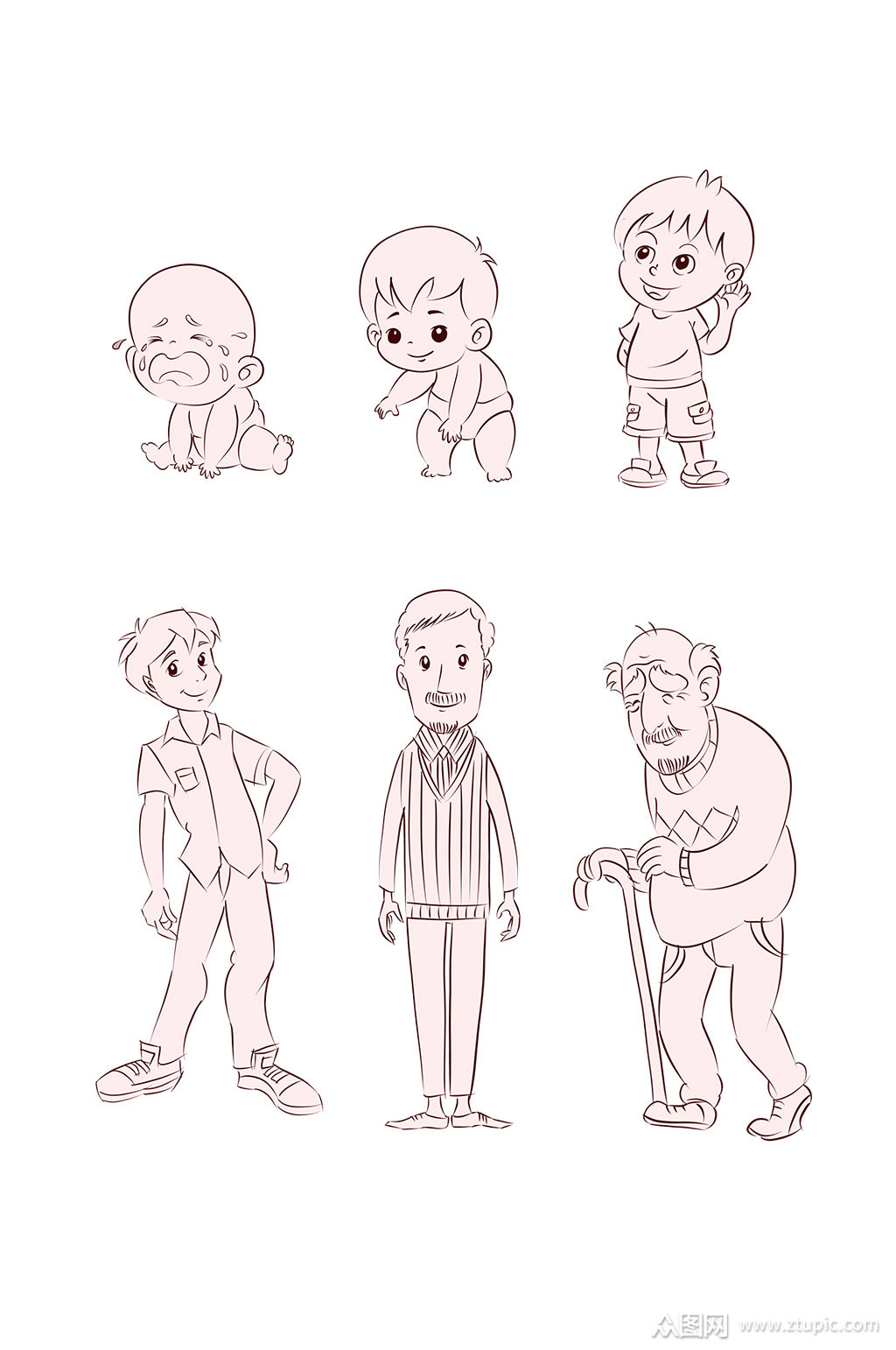 人物生长过程元素素材
