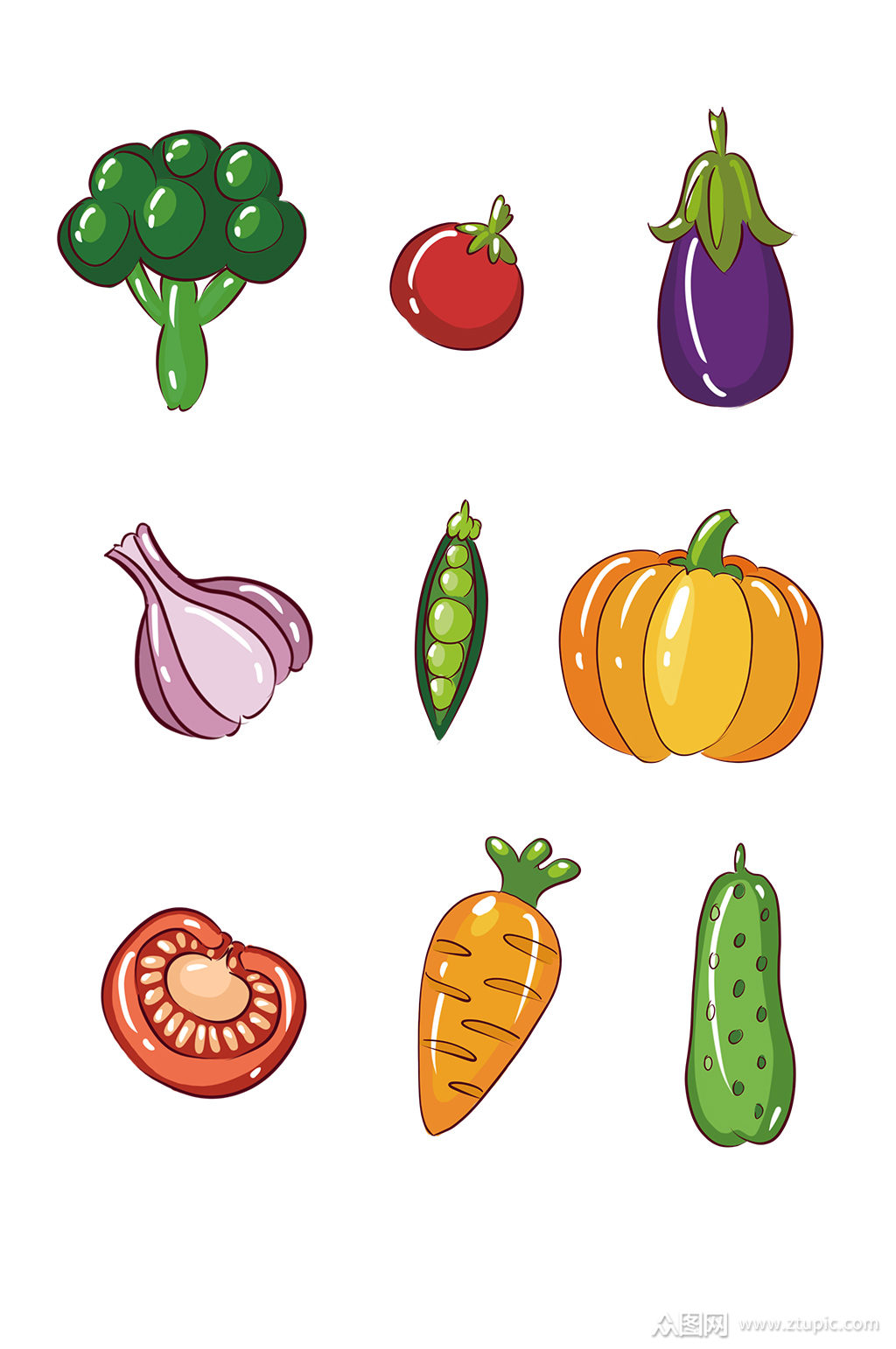 手绘卡通美食简约蔬菜