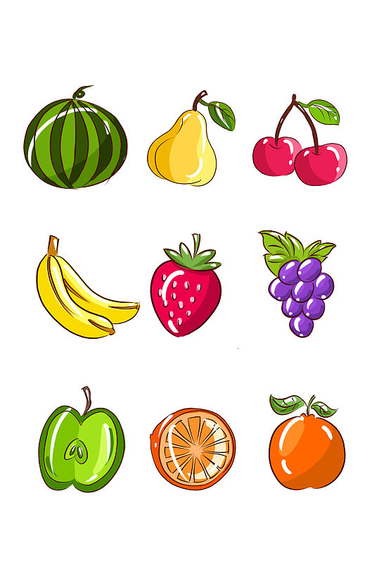 简约蔬果手绘卡通水果