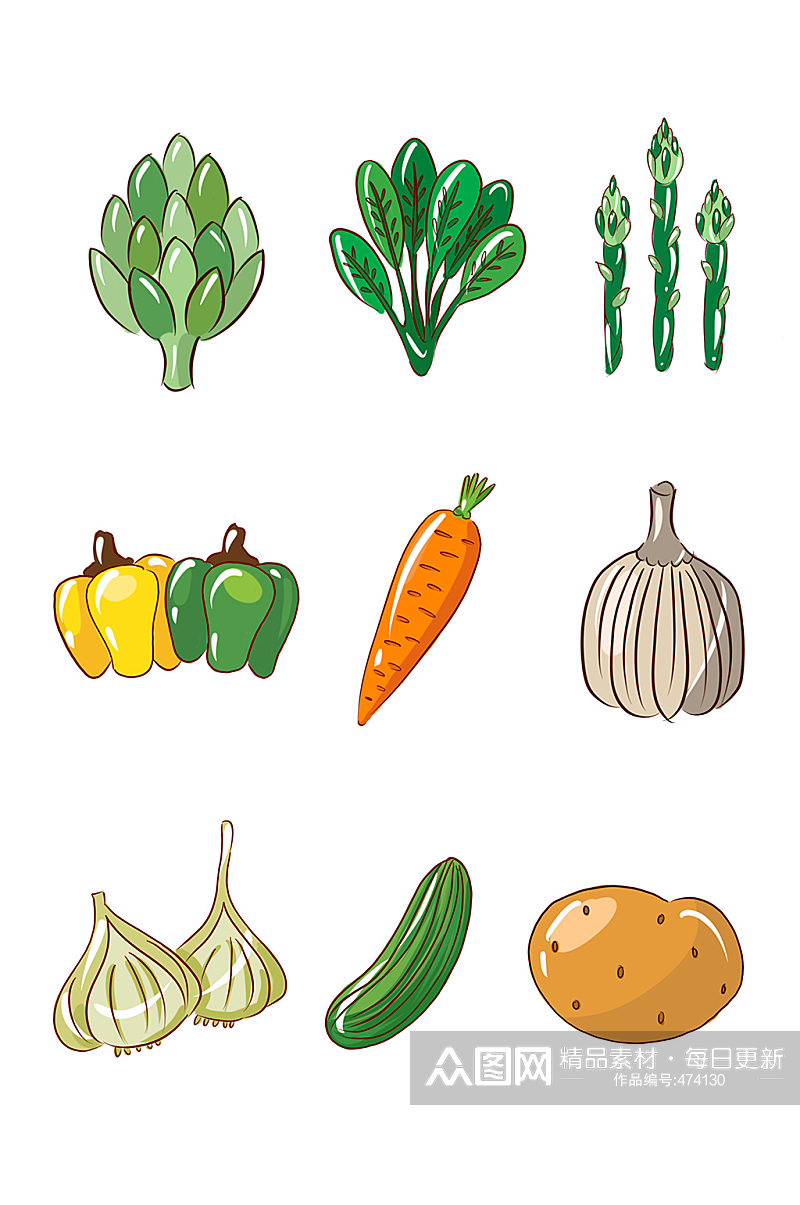 蔬果手绘卡通蔬菜素材