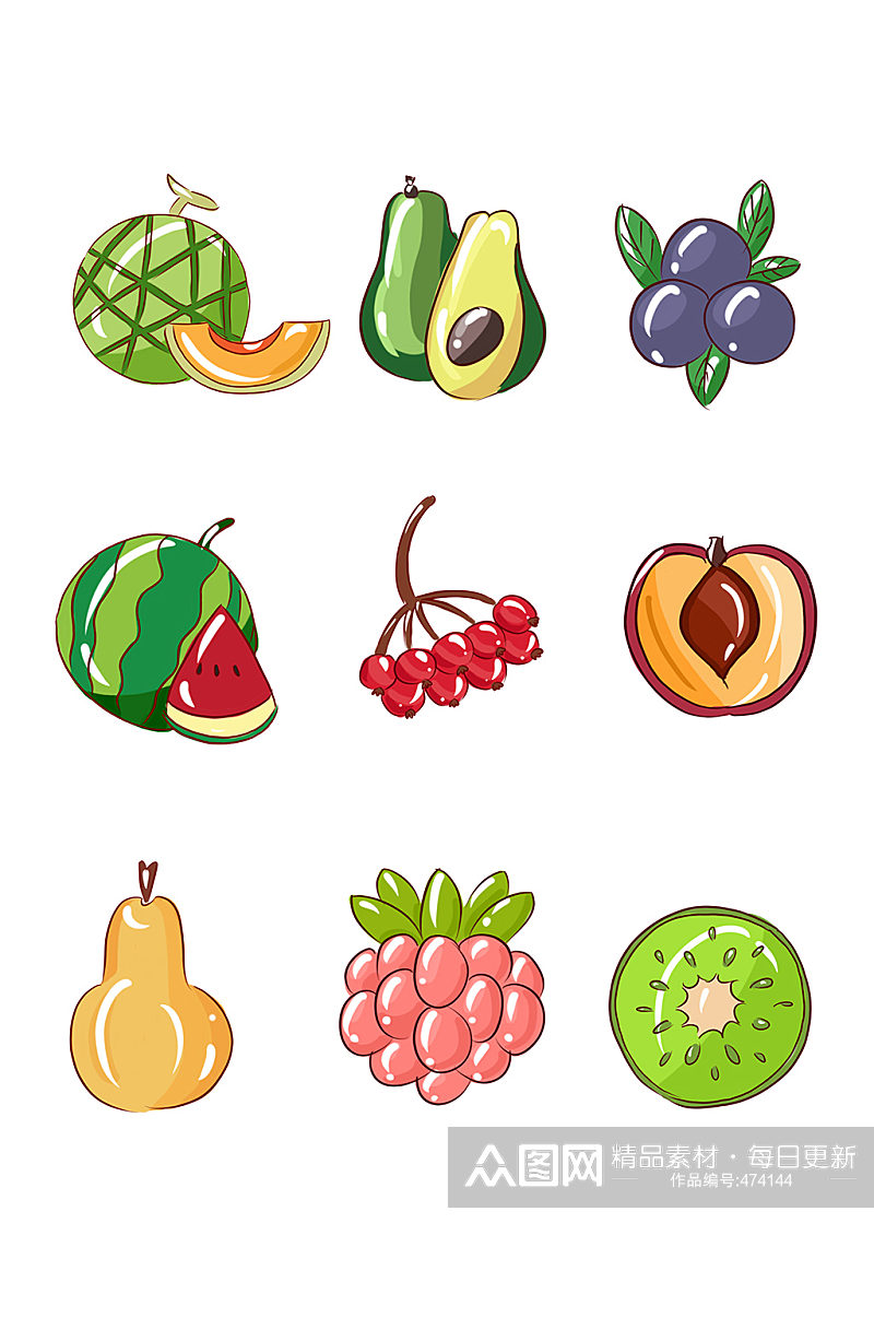 蔬果手绘卡通水果素材