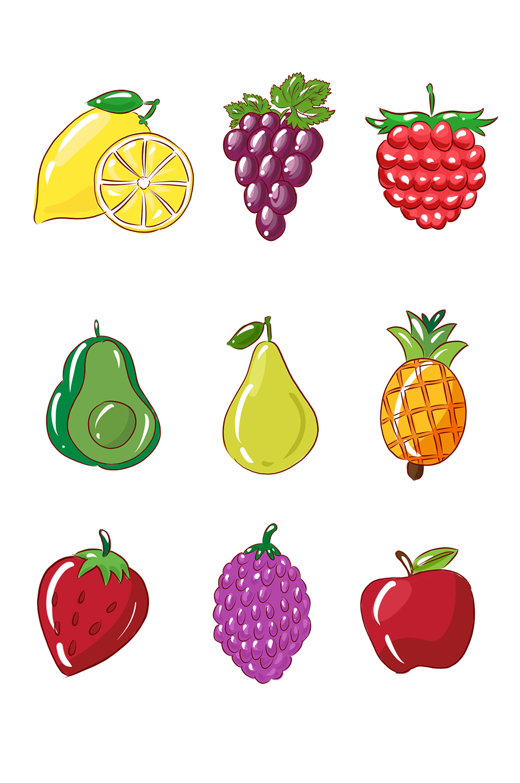手绘卡通水果小元