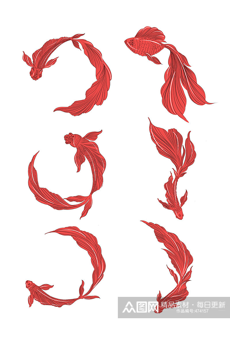 红色创意中国风鲤鱼素材