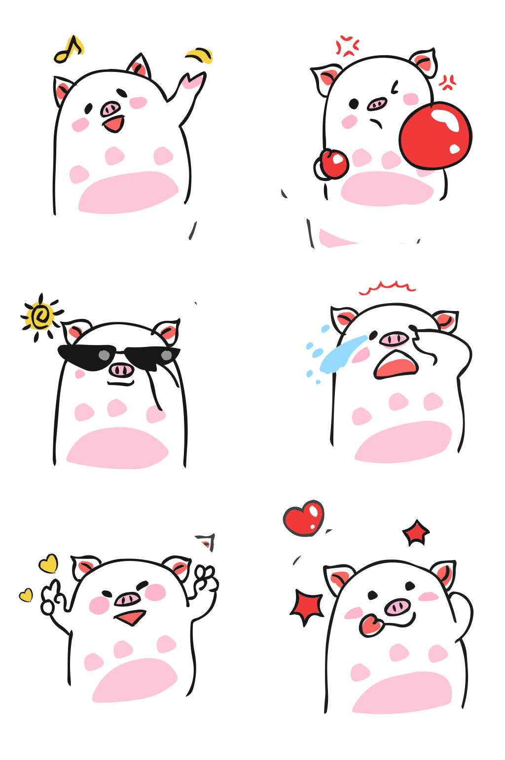 手绘卡通可爱猫爪小猪素材