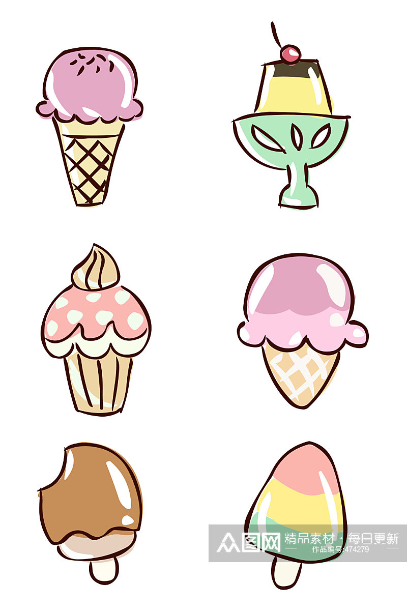 可爱卡通冰淇淋雪糕素材