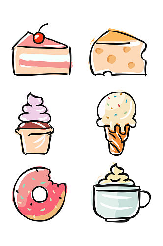 手绘可爱卡通美食甜品系列
