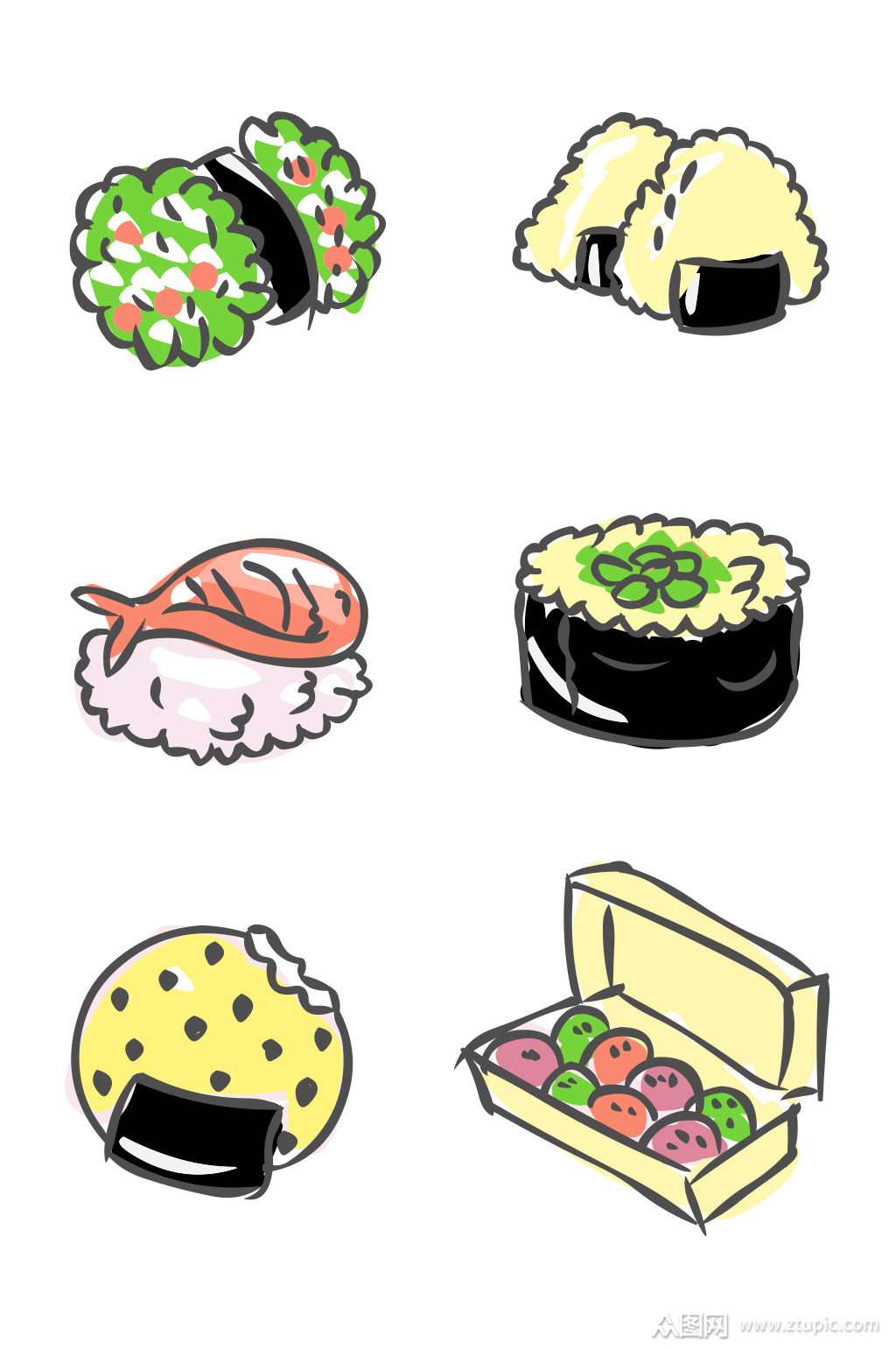 手绘可爱卡通日本料理