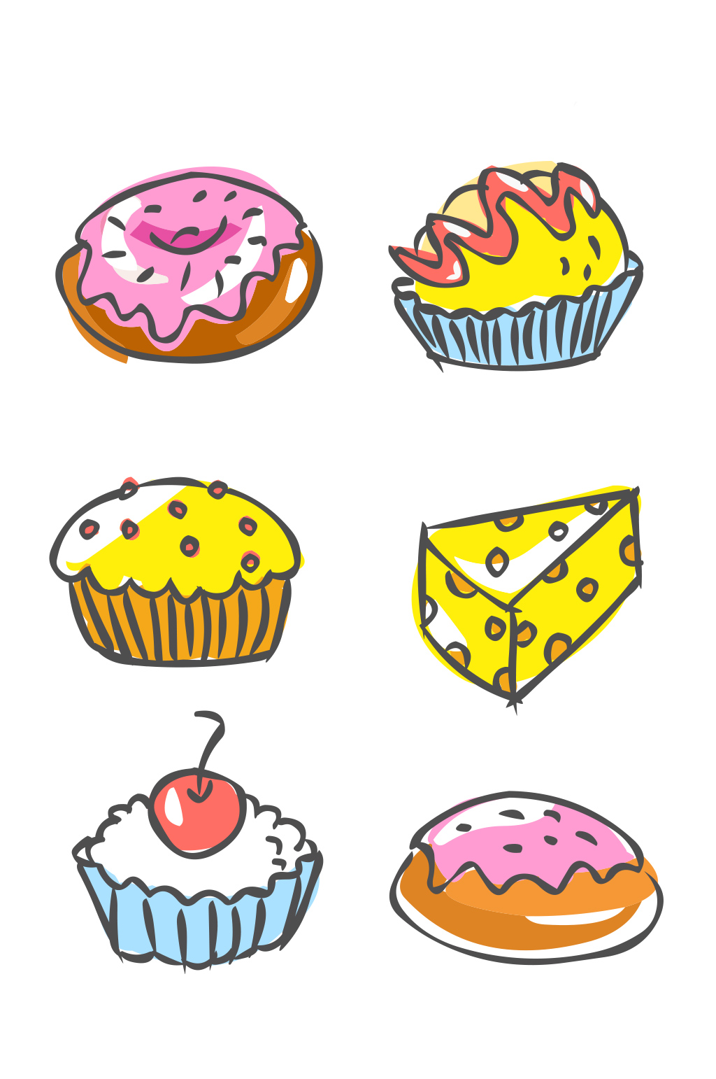 手绘可爱卡通蛋糕素材