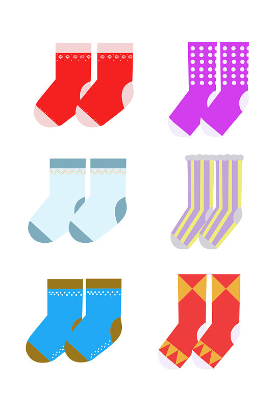 卡通手绘袜子帽子花朵毛绒可爱素材