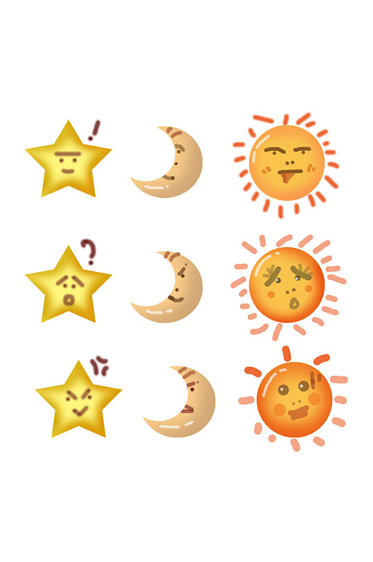 太阳月亮星星矢量图