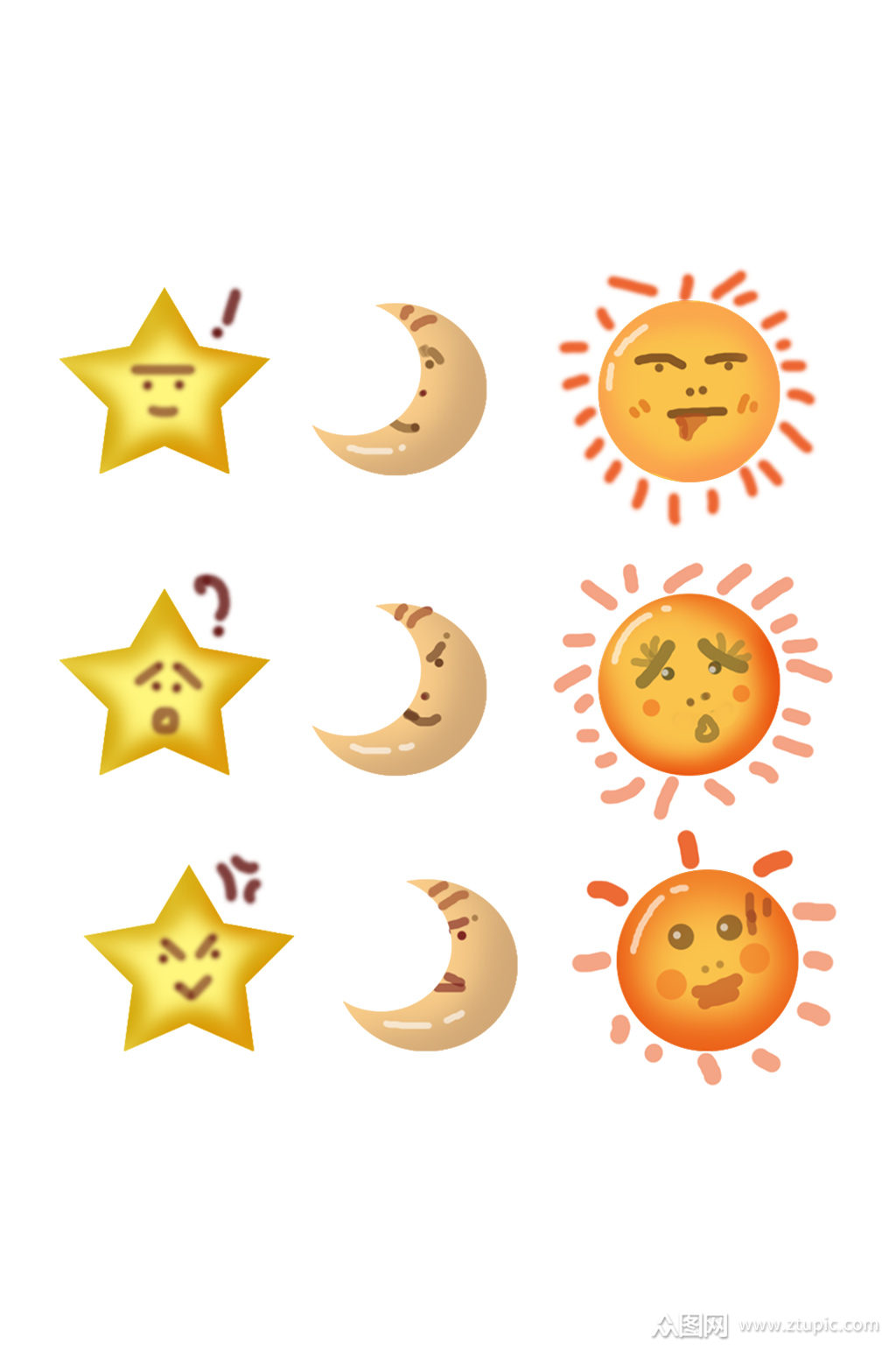 太阳月亮星星矢量图