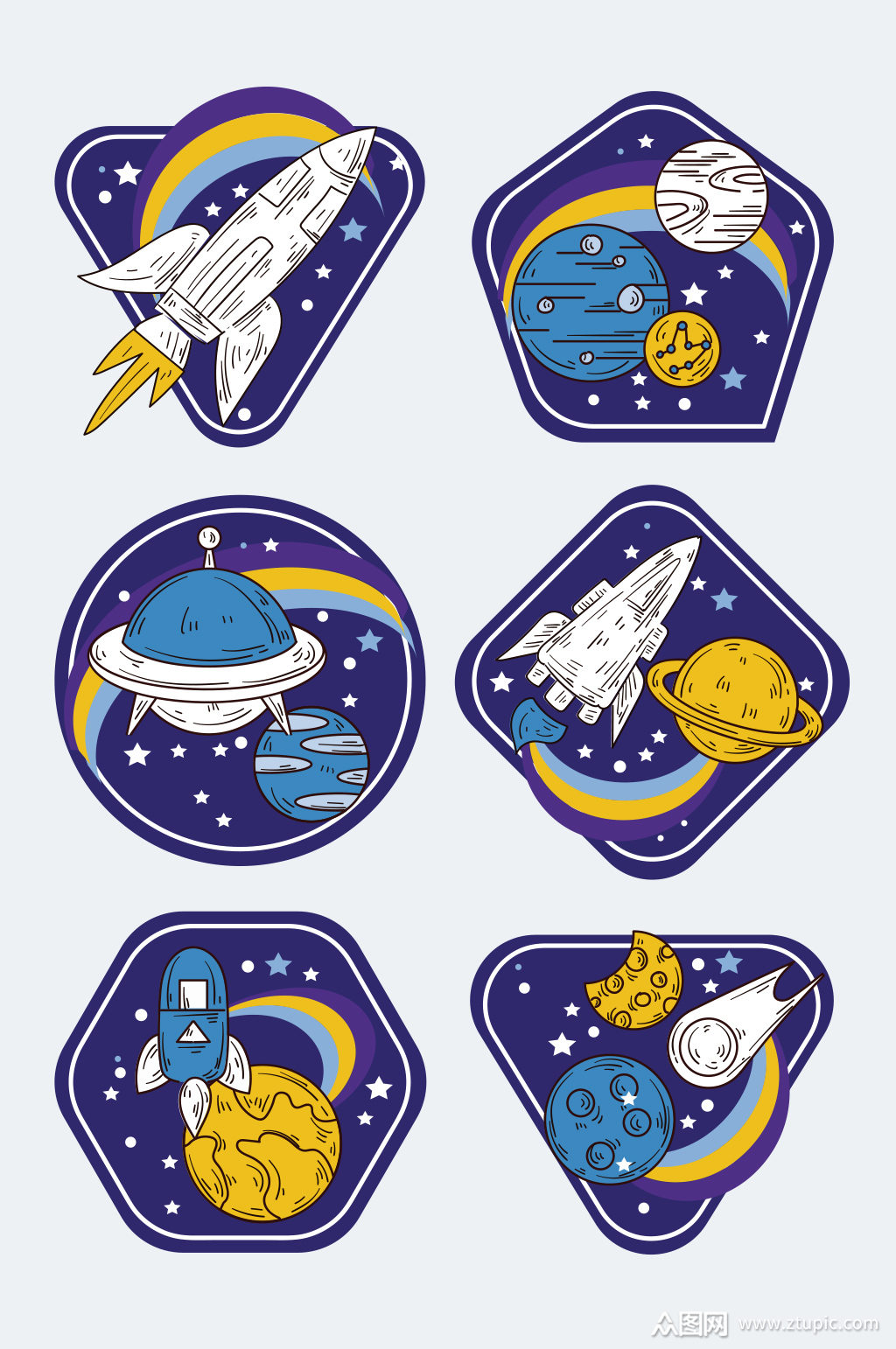 太空宇宙飞船星球矢量航天太空素材