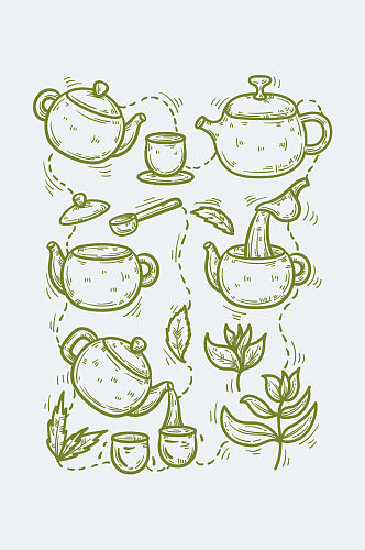 茶道茶艺手绘套图