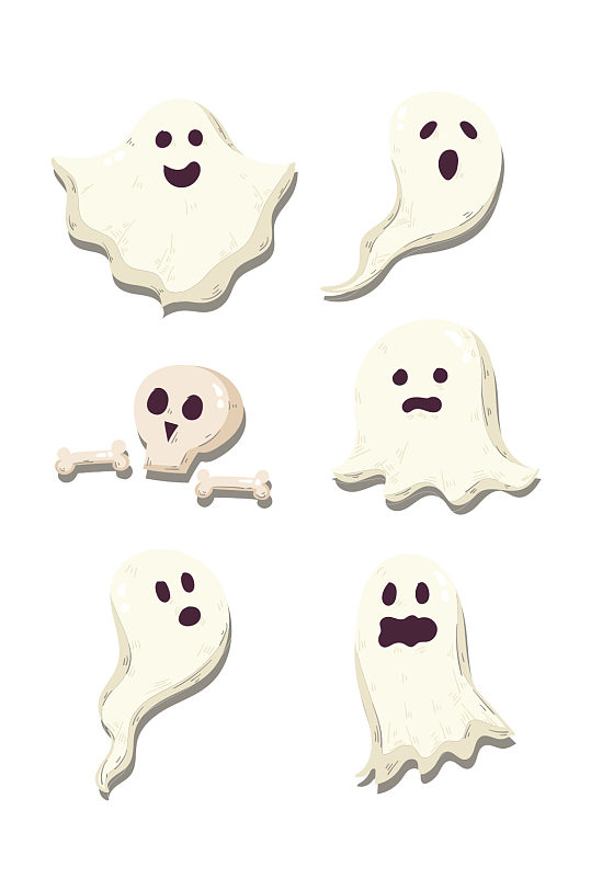 手绘卡通可爱幽灵装饰