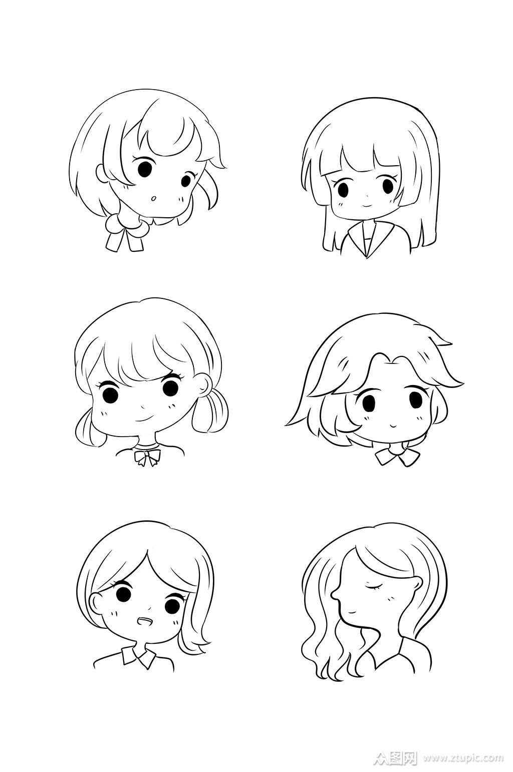 可爱手绘简笔画二次元模板下载-编号481753-众图网