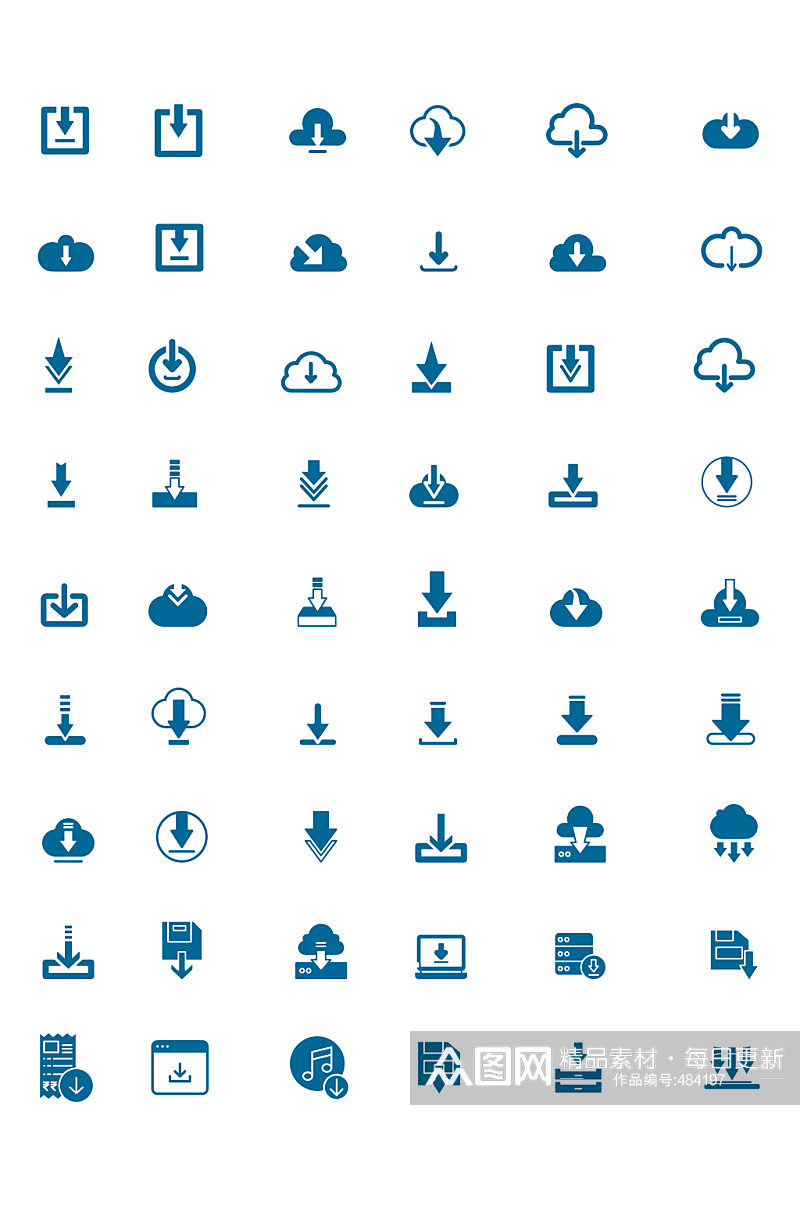 蓝色矢量下载图标素材