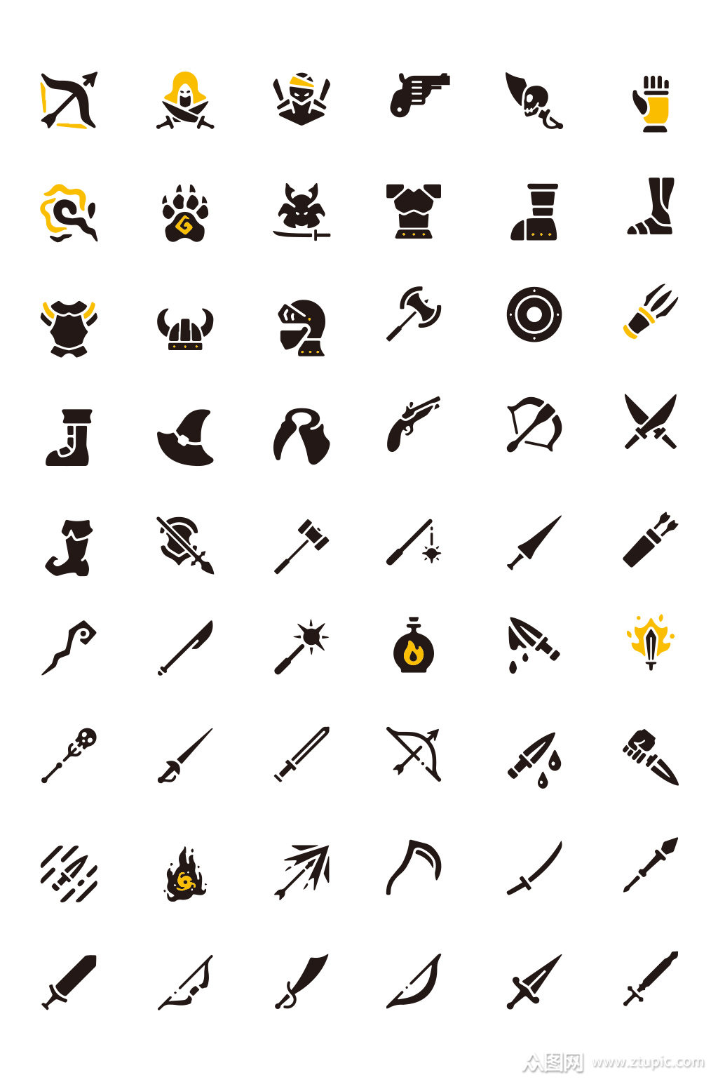 54款矢量武器元素素材