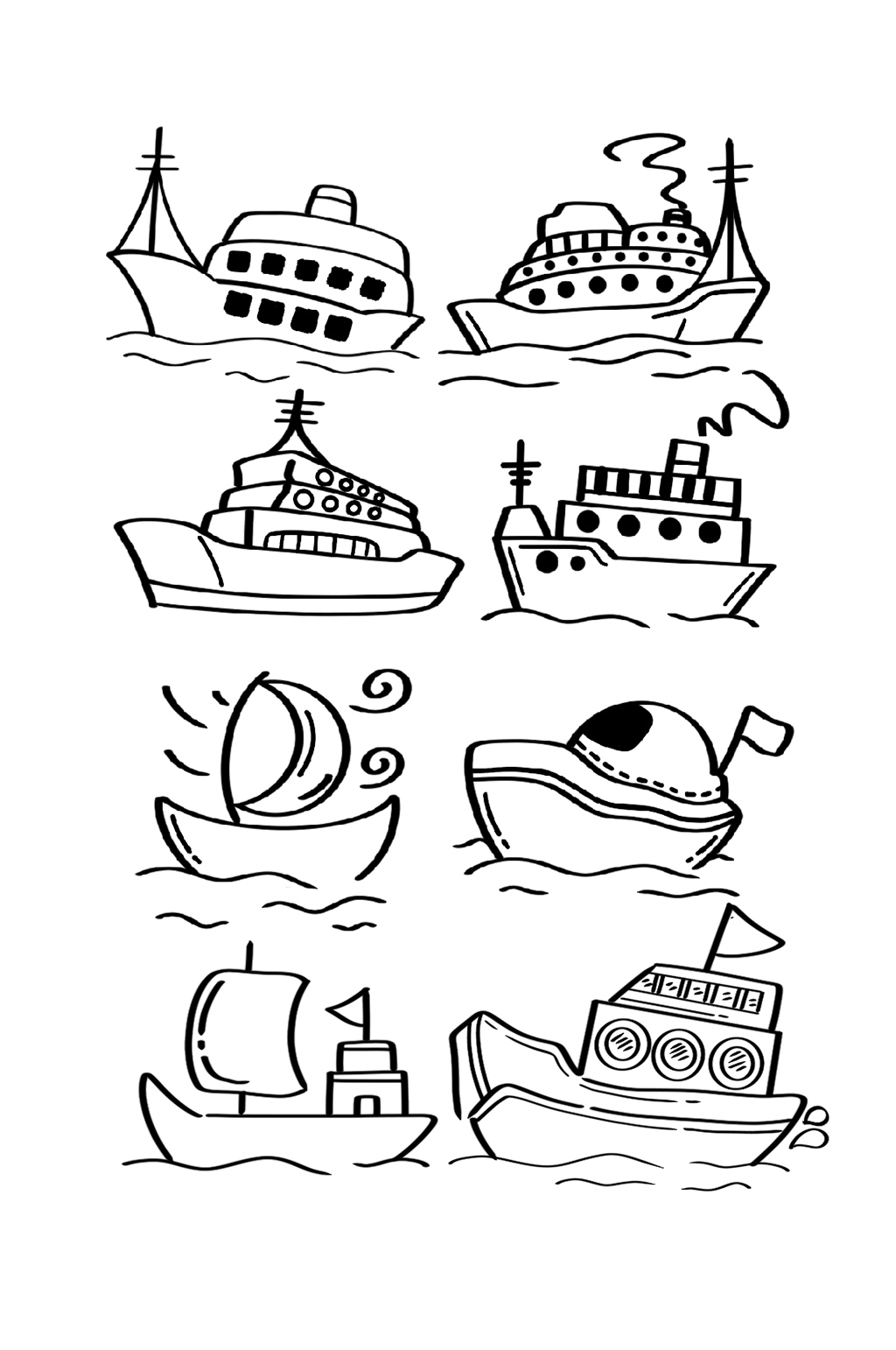 手绘卡通航海帆船
