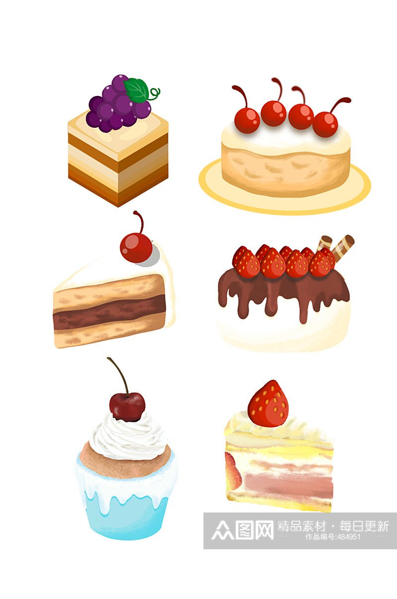 卡通蛋糕甜点系列素材素材