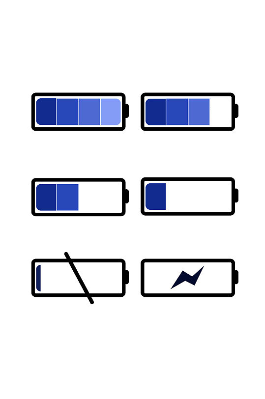 矢量电池电量充电图标合集