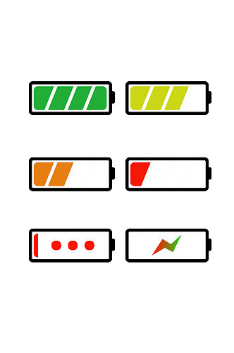 彩色充电电池电量图标