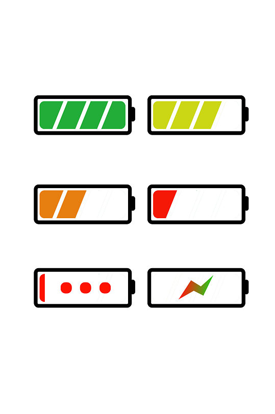 矢量电池电量充电图标合集
