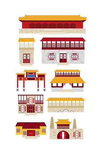中国古代建筑物手绘