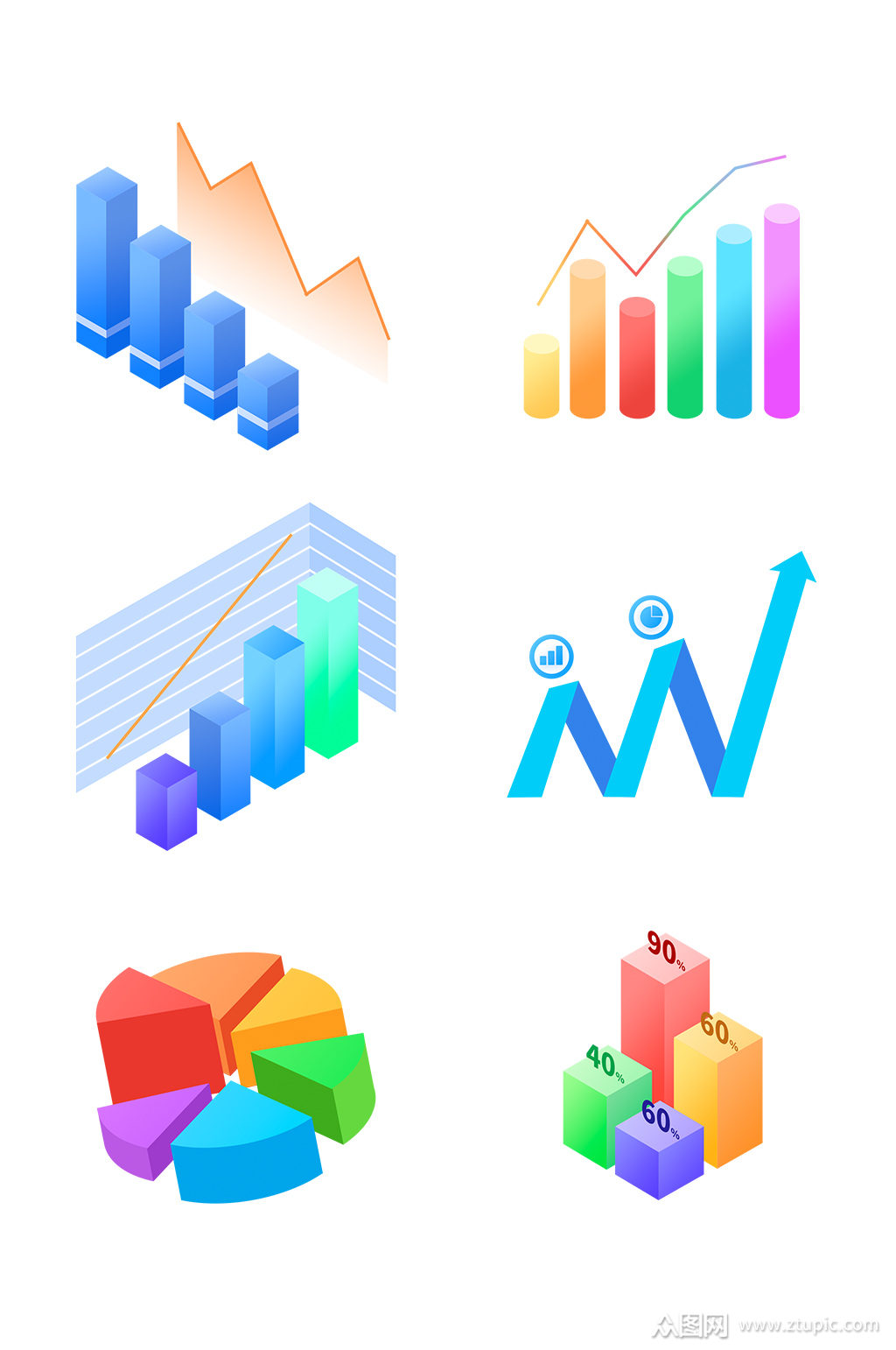 立体商务风折线图数据