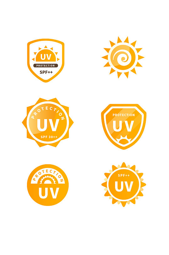 橙色紫外线防晒图标-众图网