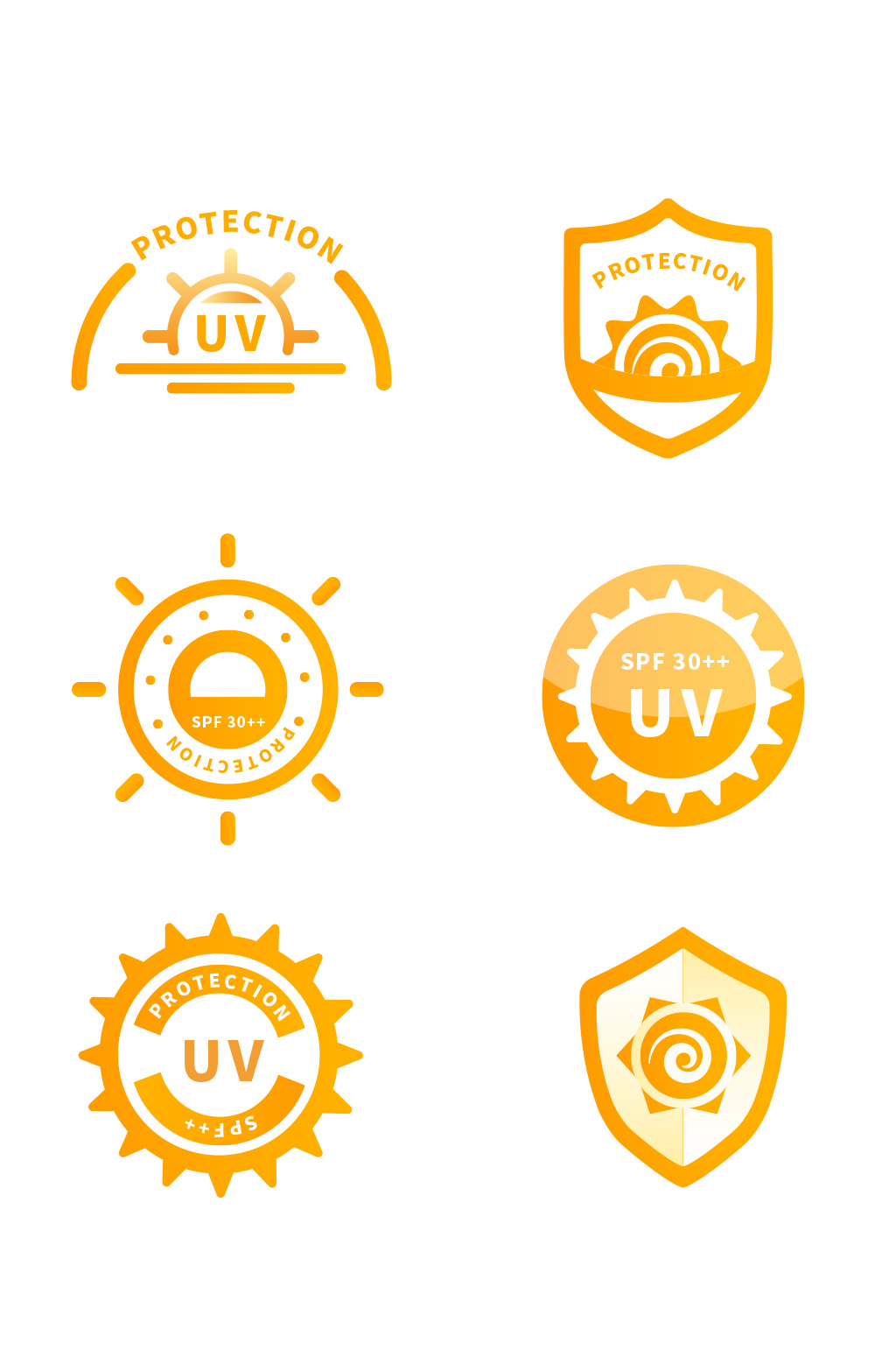 橙色防晒图标套图uv