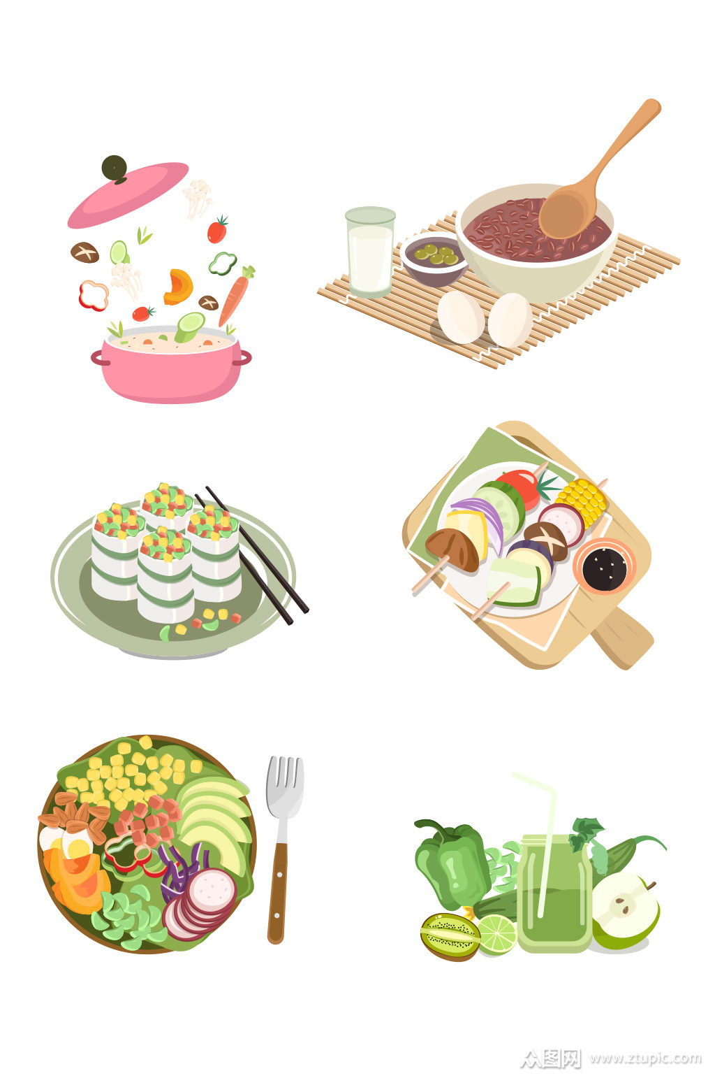 素食套图蔬菜矢量