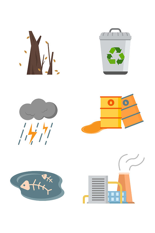 环境保护污染指示图卡通设计