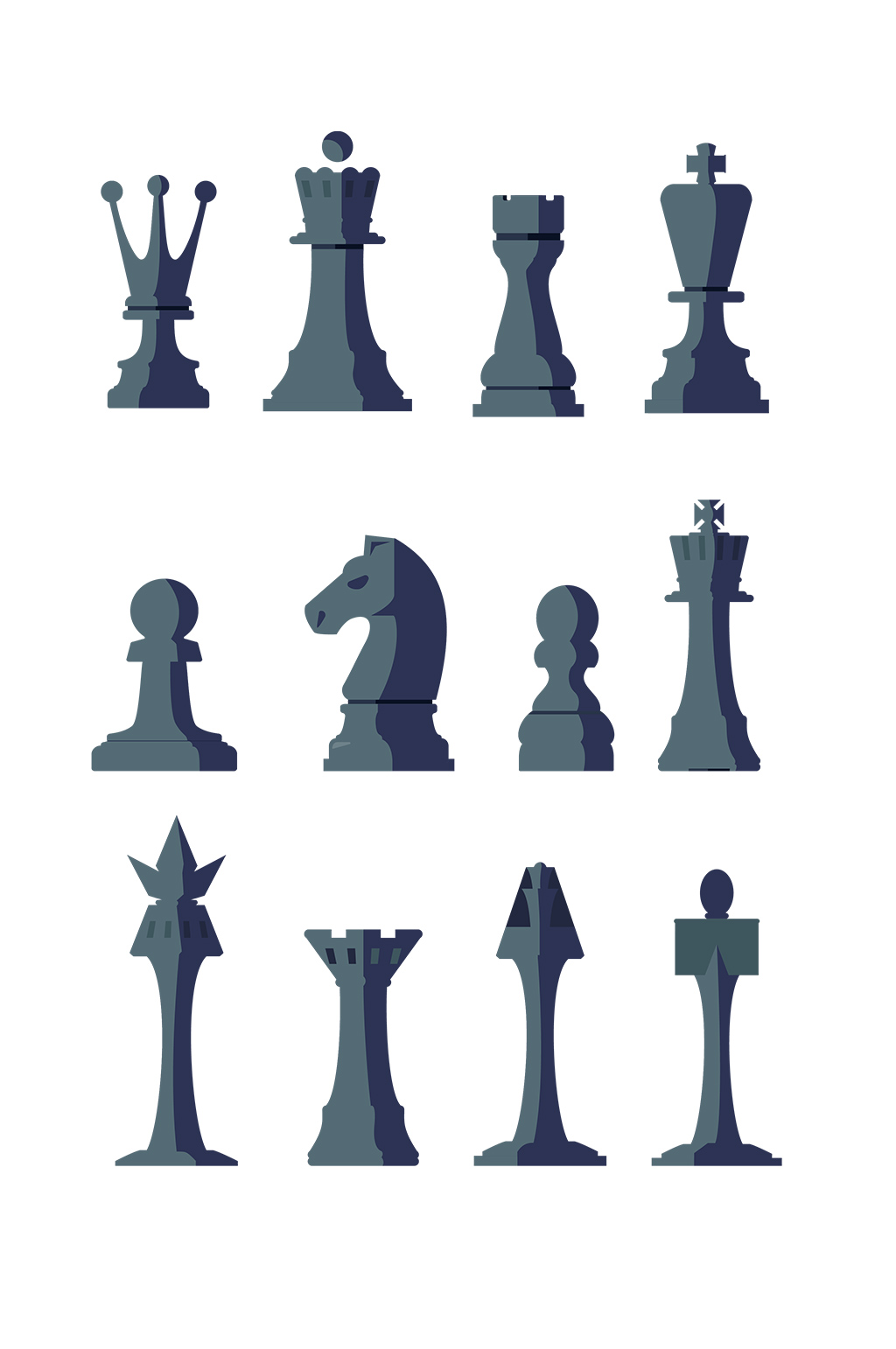 3套国际象棋矢量剪影素材