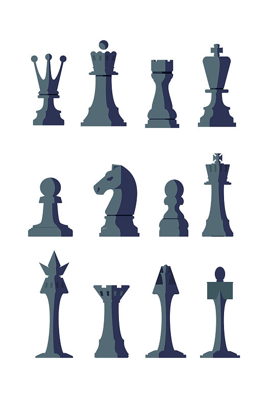 3套国际象棋矢量剪影