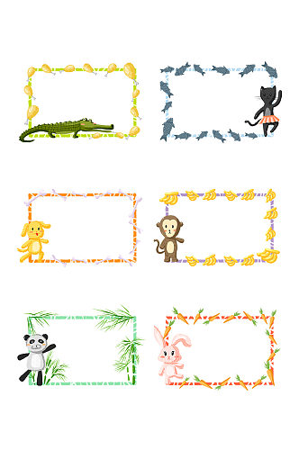 手绘动物卡通风格边框