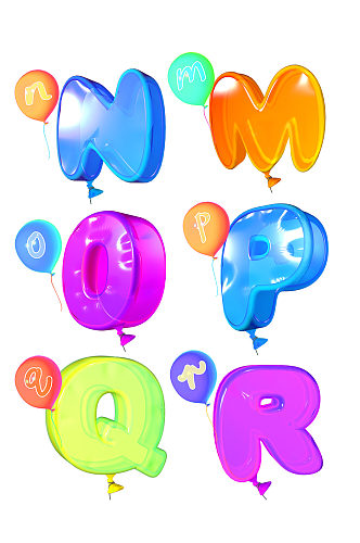 立体卡通可爱电商气球字母