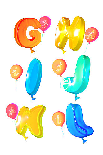 三维立体卡通可爱电商气球字母元素