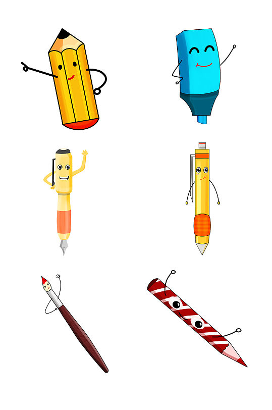 开学季拟人卡通可爱笔文具