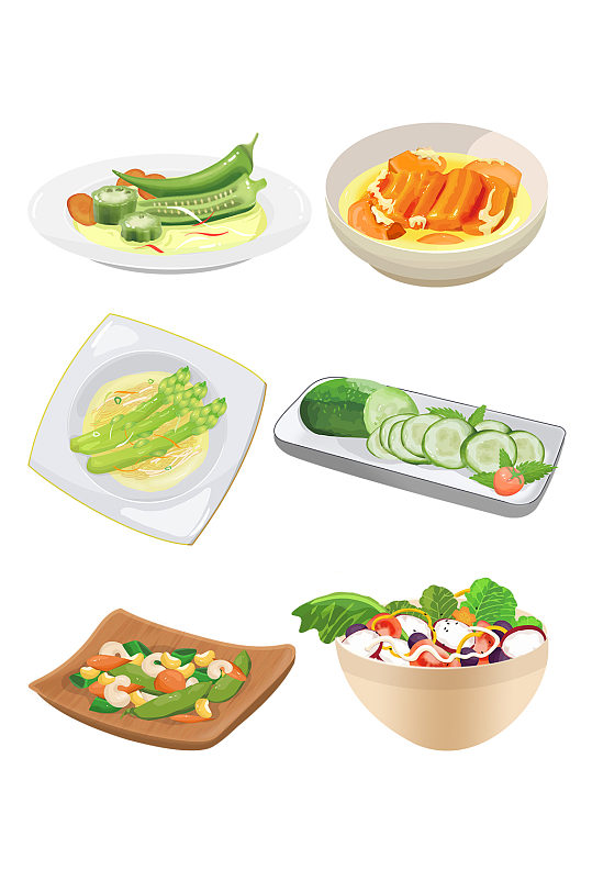 手绘素食美食菜肴系列合集套图