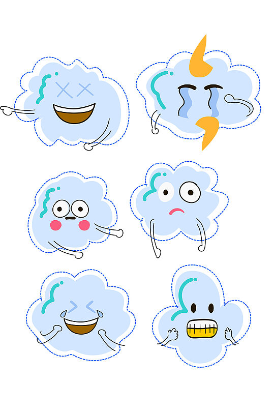 可爱简笔云朵搞笑漫画表情包-众图网