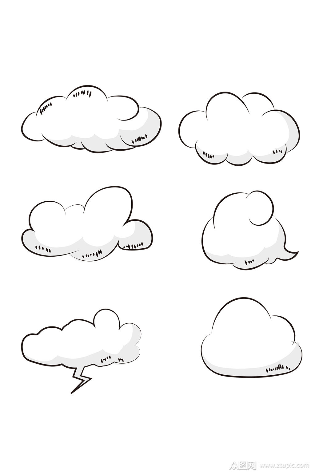 手绘卡通可爱云朵简笔白云元素图片素材-编号32812214-图行天下
