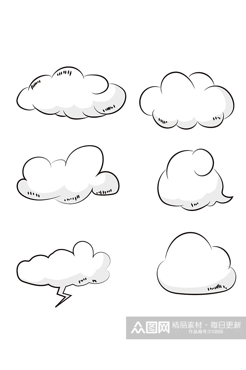 简笔卡通白云云朵简洁可爱风0素材