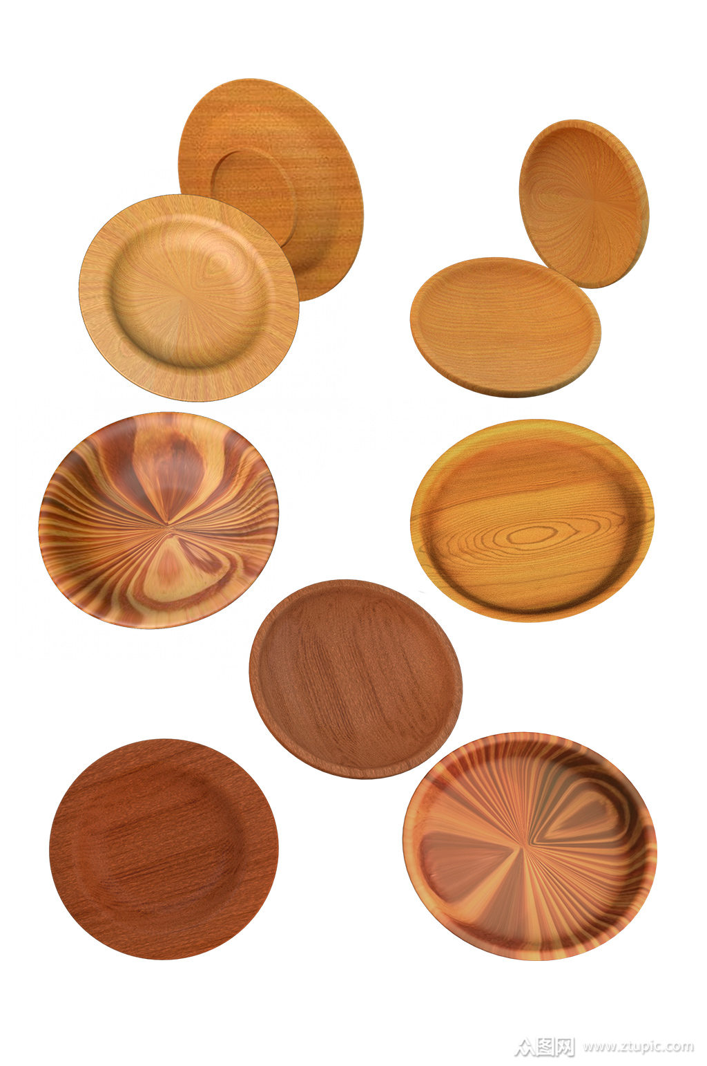 俯视图木盘子素材木头